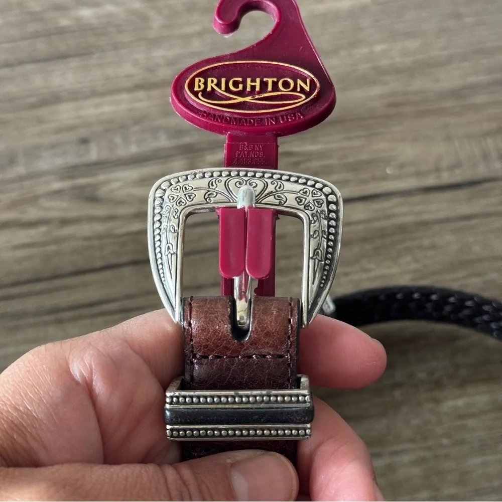 NWT Brighton silver buckle western leather belt size small